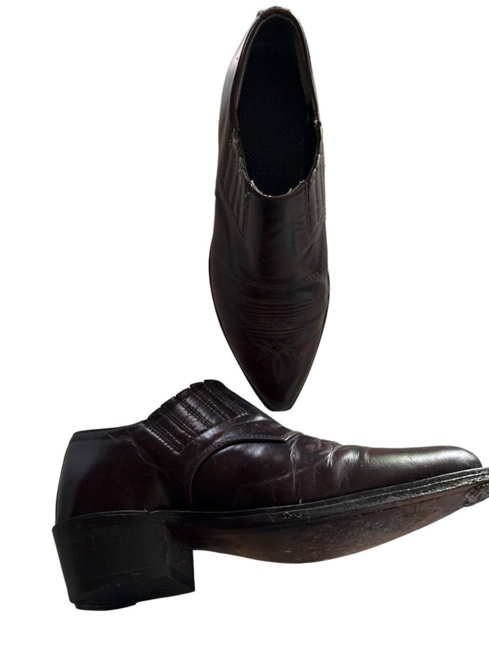 Laredo Mens Western Leather Slip-On Boots SP1128 Brown Size 7D